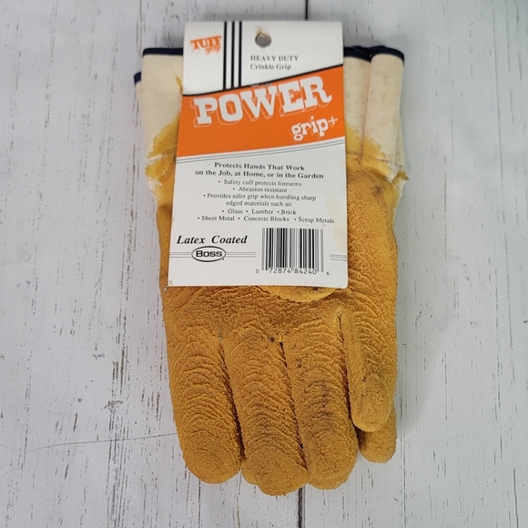 BOSS Power Grip Heavy Duty Latex Coated Crinkle Grip Work Gloves Men's One Size - Picture 7 of 11